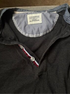 J. Lindeberg Dark Gray Polo Shirt with Red White Blue Trim